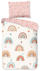 Set copripiumino e federa da bambini rosa/beige in cotone per culla 100x135 cm Louie – Good Morning