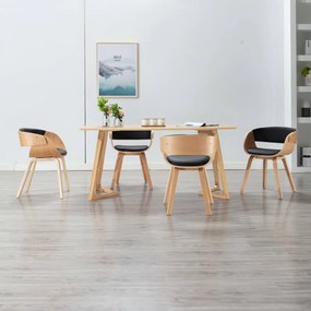 Sedie Da Pranzo 4 Pz Nere İn Legno Piegato E Similpelle /