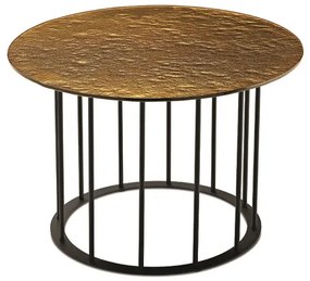Tavolino tondo D60 cm con base in metallo Nero e piano in vetro martellato Ambra MUTE