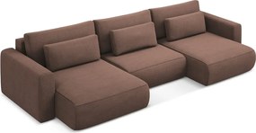 Divano angolare rosa allungabile/con contenitore (a U) Kapua – Makamii