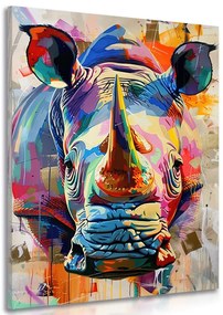 Quadro su tela – Rinoceronte con imitazione di pittura