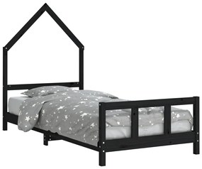 Giroletto per bambini nero 90x200 cm in legno massello di pino