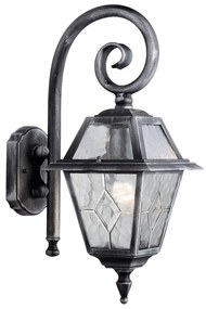 Applique Vintage-Decò Genova Alluminio Nero Rustico E Vetro Argento 1 Luce E27