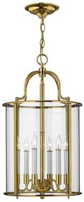 Lampadario Contemporaneo Gentry Ottone Lucido Vetro 6 Luci E14