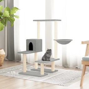 Albero per gatti con tiragraffi in sisal grigio chiaro 94,5 cm