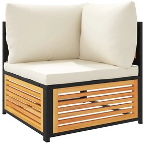 Set divano da giardino 11 pz con cuscini legno massello acacia