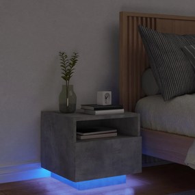 Comodino Con Luci Led Grigio Cemento 40x39x37 Cm /