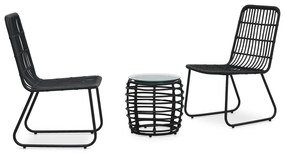 Set Da Bistrot 3 Pz İn Polyrattan Nero /