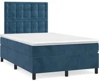 Letto a Molle Materasso e LED Blu Scuro 120x190 cm in Velluto 3270339