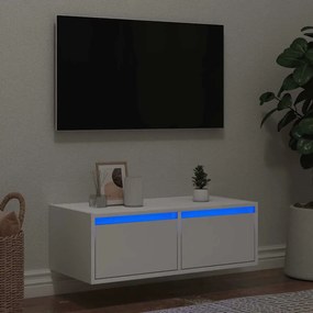 Mobile Porta Tv Con Luci Led 75x35,5x25 Cm Bianco /