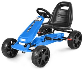 Costway Go kart a pedali cavalcabile per bambini con sedile regolabile, Giocattolo a pedali con ruote in gomma EVA Blu