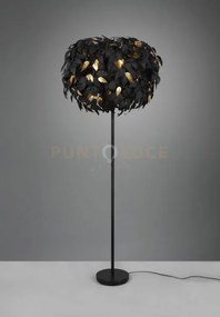 Leavy piantana base metallo nero con foglie lavabili nero e oro h. ...