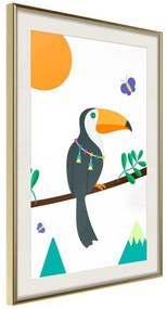 Poster  FairyTale Toucan  Cornice Quadri Cornice d'oro con passe-partout, Larghezza x Altezza Home decor 40x60