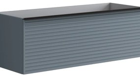 Mobile da bagno sospeso sotto lavabo L 120 x H 40 x P 45.5 cm blu laccato opaco, 2 cassetti Pixel stripes