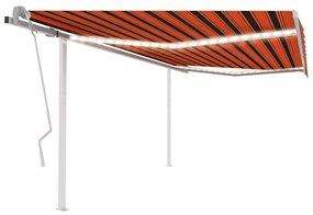 Tenda Da Sole Retrattile Manuale Led 4x3 M Arancione Marrone /