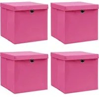 Scatole con Coperchi 4 pz Rosa 32x32x32 cm in Tessuto cod mxl 66889