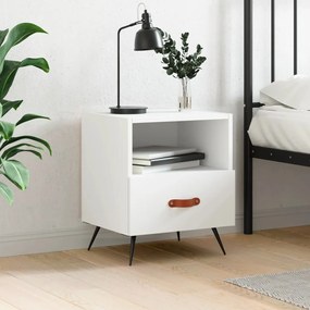 Comodino Bianco 40x35x47,5 Cm İn Legno Multistrato /