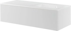 Mobile da bagno sospeso sotto lavabo L 120 x H 64 x P 48 cm bianco laccato opaco, 2 cassetti Apertura push-pull SENSEA Neo, Maniglie acquistabili separatamente