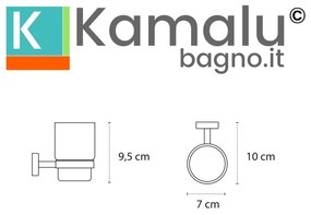 Kamalu - Bicchiere portaspazzolini a muro in acciaio inox nero opaco e vetro | Monde-N