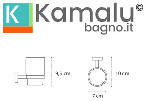 Kamalu - Bicchiere portaspazzolini a muro in acciaio inox nero opaco e vetro | Monde-N
