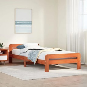 Letto Senza Materasso Marrone Cera 90x190 Cm İn Legno Di Pino /