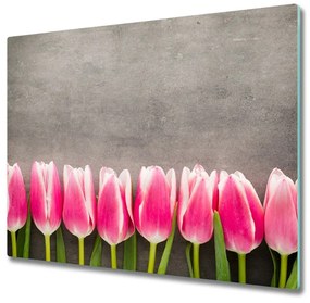 Tagliere in vetro temperato Tulipani rosa 60x52 cm