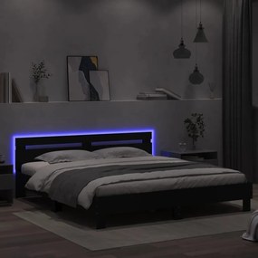 Giroletto con testiera e led nero 160x200 cm