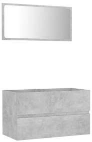 Set mobili da bagno 2 pz grigio cemento in truciolato