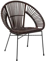 Poltrona in rattan Vimini marrone Gambe in metallo Nero Papasan Soggiorno Sala da pranzo