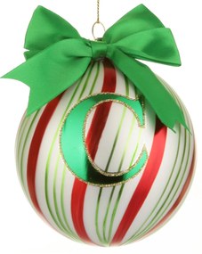 Pallina Natale con lettera C 10 cm Circus verde