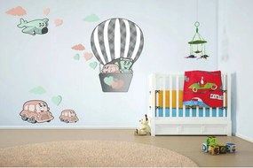 Adesivo da parete decorativo per bambini in colori pastello con Auto volanti 100 x 200 cm
