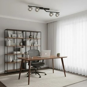 Plafoniera NATON 4xE14/10W/230V nero/fumé