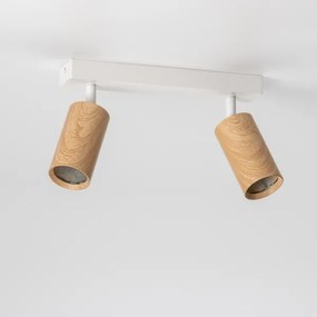 Brilagi - Faretto SELE 2xGU10/30W/230V bianco/decorazioni in rovere