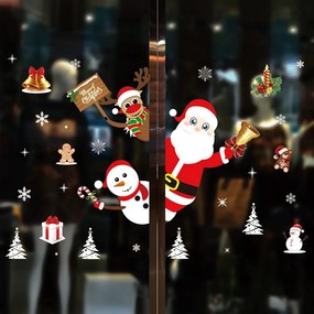 Stickers adesivo di Natale per finestre con Babbo Natale Pupazzo di neve e Renna Wisdom