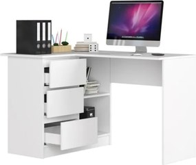 Scrivania Angolare 124 Cm 3 Cassetti Sinistra Bianco Opaco Artika