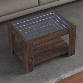 Tavolino Salotto Con Led Rovere Marrone 73x53x45 Cm Multistrato /