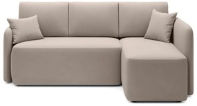 Divano angolare beige allungabile/con contenitore (con penisola a destra/con chaise lounge) e rivestimento in velluto Hadson – ELTAP