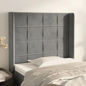 Testiera Ad Orecchio Grigio Chiaro 83x16x118/128 Cm İn Velluto /