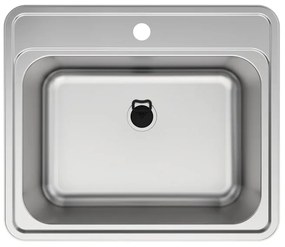 Lavello sopratop 1 vasca DELINIA Eleki con tagliere inox L 56 x L 48 cm argento