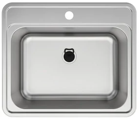 Lavello sopratop 1 vasca DELINIA Eleki L 48 x L 56 cm argento