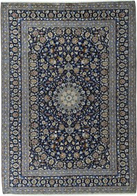 Kashan Tappeto 270x380 Blu (Iran) Annodato A Mano