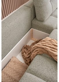 Divano angolare componibile marrone chiaro allungabile/con contenitore (con penisola a destra) Lulu – Miuform