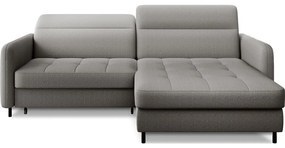 Divano angolare grigio allungabile/con contenitore (con penisola a destra/con chaise lounge) e rivestimento in velluto Gomsi – ELTAP