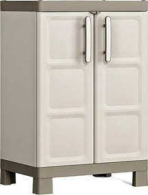 Armadio da Esterno 2 Ripiani 65x45x97H cm in Plastica Keter Excellence Basso Beige/Tortora...