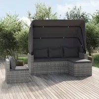 Set Divani da Giardino 4 pz con Cuscini in Polyrattan Grigio 3186649