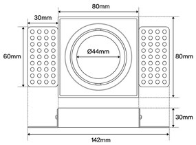 Portafaretto Incasso GU10 Quadrato Orientabile 80x80mm - Bianco