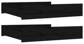 Cassetti per Letto 2 pz in Legno Massello di Pino Nero