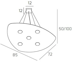 Sospensione Moderna Shape Metallo Bianco 5 Luci Gx53