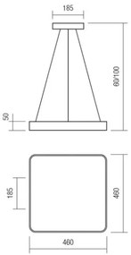 Redo 01-1124 - Lampadario LED a sospensione con filo SCREEN LED/48W/230V 3000K