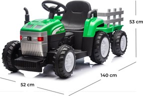 Trattore Elettrico per Bambini 12V con Rimorchio Verde...